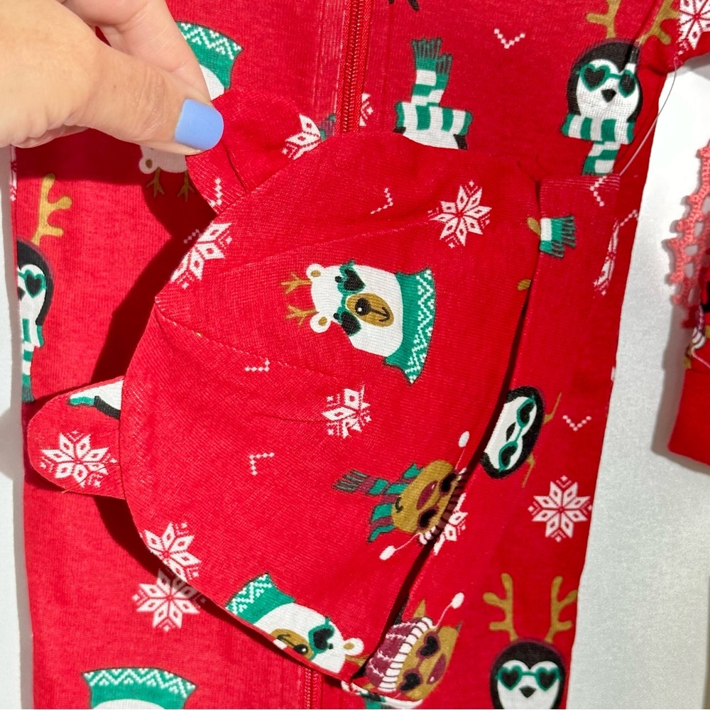 NWT Petit Lem Red Onesie Pajama Holiday Print 2pc Size 9 months - Picture 5 of 12